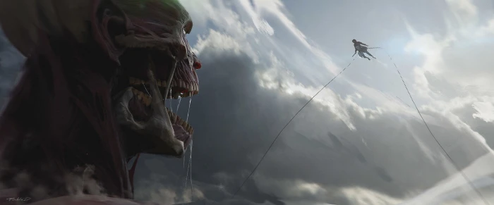 Shingeki no Kyojin Colossal Titan Mikasa Ackerman cloud sky 2k