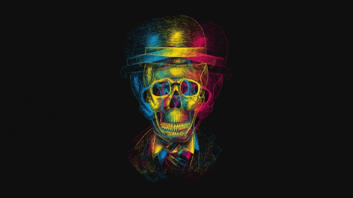 skull colorful hat fantasy art artwork digital pixelated 2k