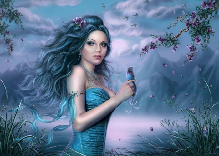 Beauty In Nature mountain girl heaven cute woman babe and abstract 2k