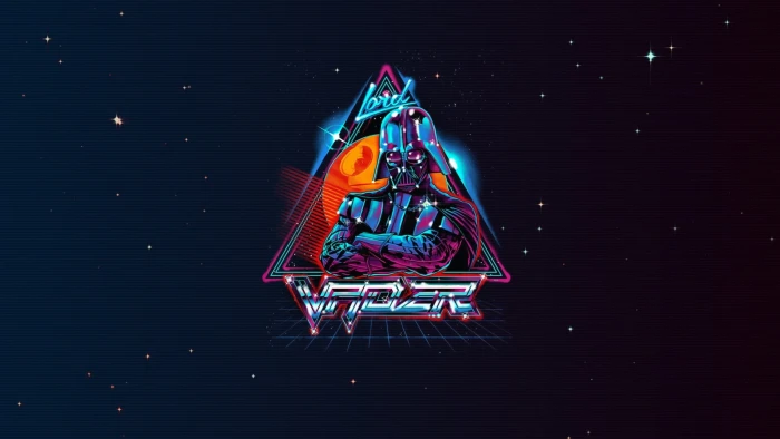 Star Wars Darth Vader digital wallpaper artwork neon synthwave 2k