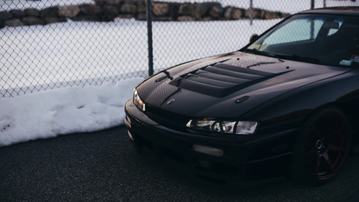 black car Nissan Silvia Kouki JDM vehicle snow mode of transportation 2k