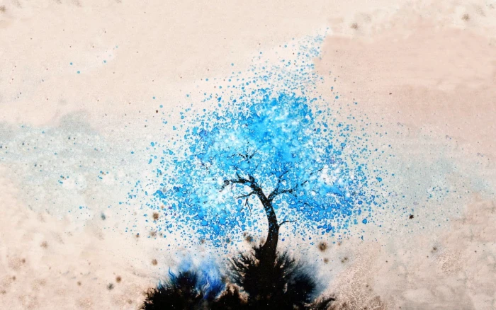 blue leafed tree painting artwork trees digital art nature 97
