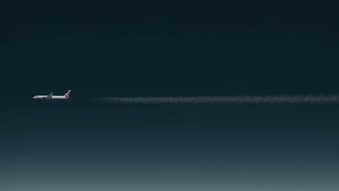 white airplane aircraft space minimalism Boeing contrails 2k 4k