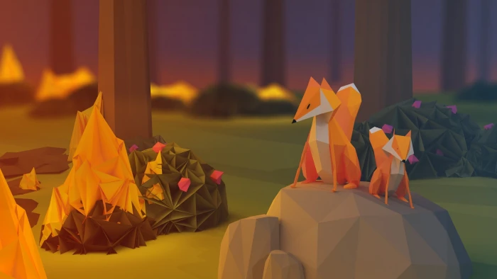 two fox vector art origami wallpaper anime poly fire 2k