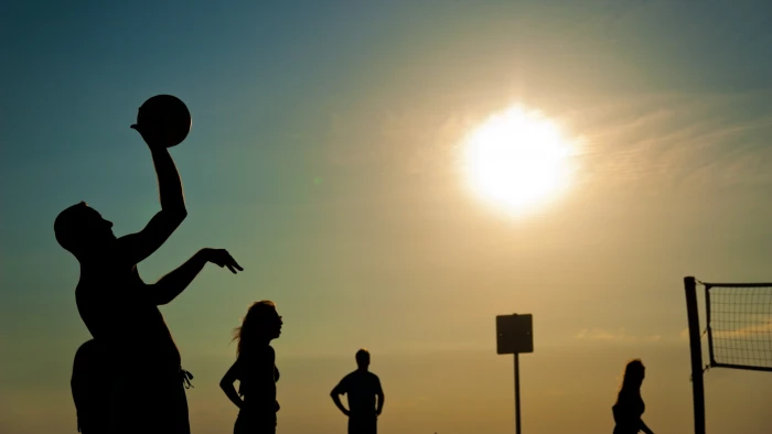 women outdoors sports beach volleyball silhouette sky real people 2k 4k