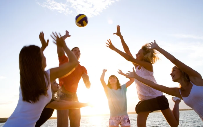 women beach volleyball playing backlighting leisure activity 2k