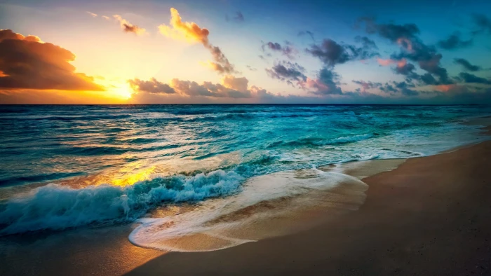 brown shore sand beach color correction sunset sea coast 2k