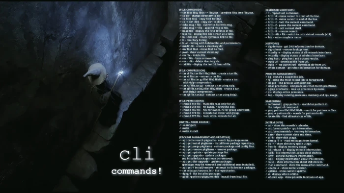 Cli Commands poster Gandalf Linux Debian command lines Unix 2k