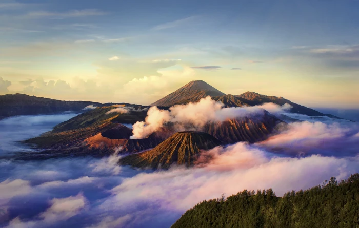clouds nature Indonesia Java the volcano Bromo Tengger Semeru National Park 2k