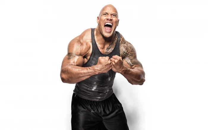 Dwayne Johnson white background studio shot one person 2k