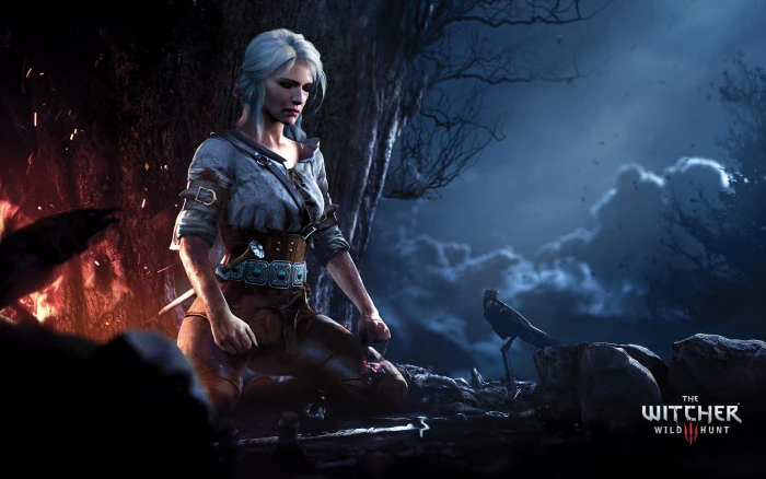 forest girl night fire meditation The Witcher Ciri cirilla 2k