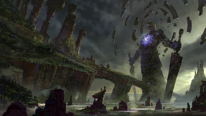 gray statue wallpaper movie scene colossus fantasy art landscape 2k