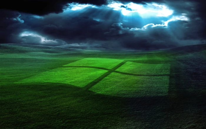 green grass Windows logo digital wallpaper field operating system 2k