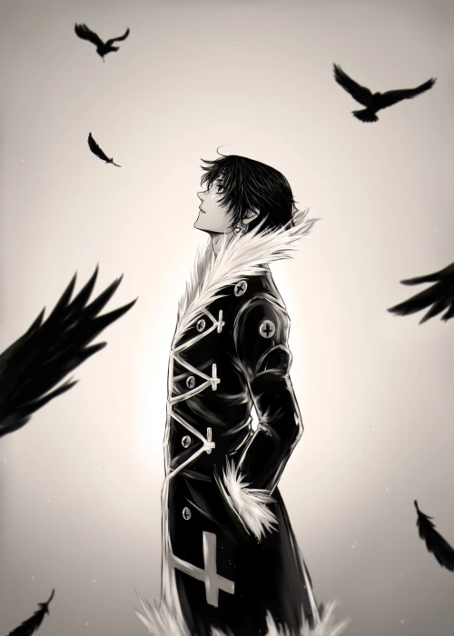 hunter chrollo lucilfer feathers profile view Anime 2k