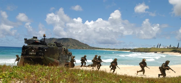 military beach soldier USMC AAV 2k
