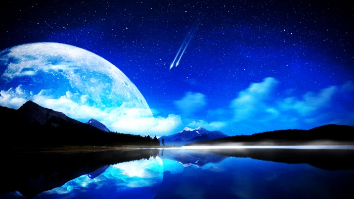 nature moon crescent Blue hd 2k