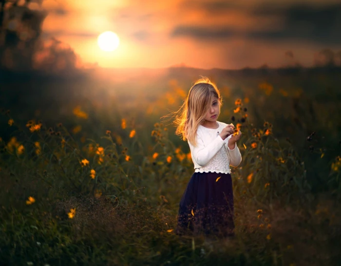 nature children sunset childhood one person girls land 2k