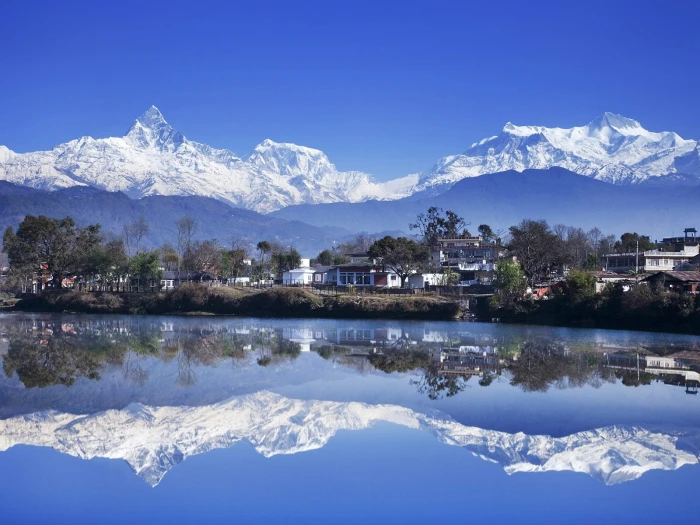 Nepal Pokhara Phewa Tal lake Himalayas Ghandruk mountains 2k