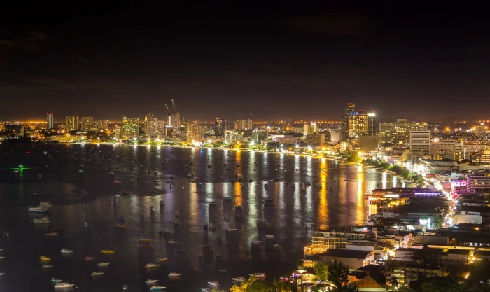 pattaya night beach city light travel cityscape landscape 2k