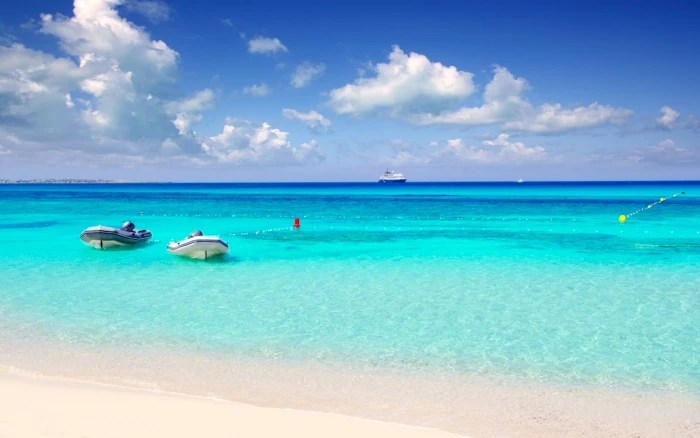 Playa De Ses Illetes Formentera Mediterranean Beaches Spain Turquoise Sea Sandy Blue Sky Real Paradise Hd Wallpapers High Definition 2k
