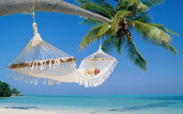 Summer relax place white hammock beach 2k