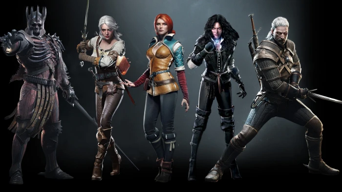 The Witcher characters illustration five game digital wallpaper 2k