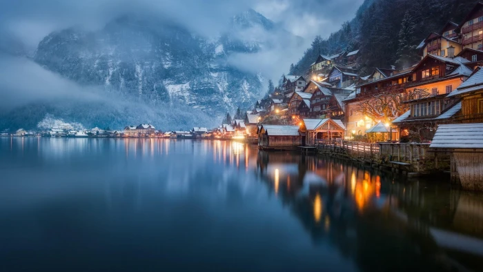 winter austria salzkammergut bad goisern hallstatt salzbergen 2k