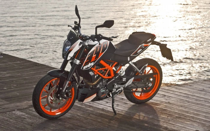 KTM Duke black and orange Bajaj cc motorcycle