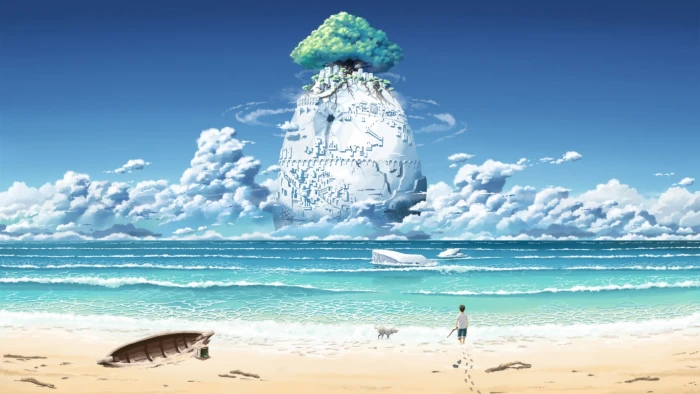 Laputa sea Studio Ghibli Castle in the Sky water land 2k