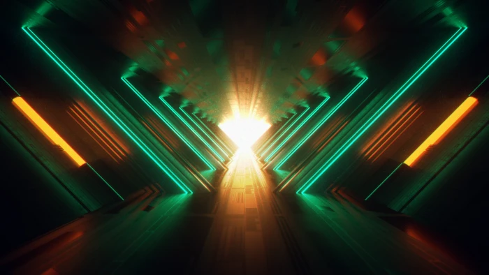 lighted pathway digital wallpaper abstract lines art 2k