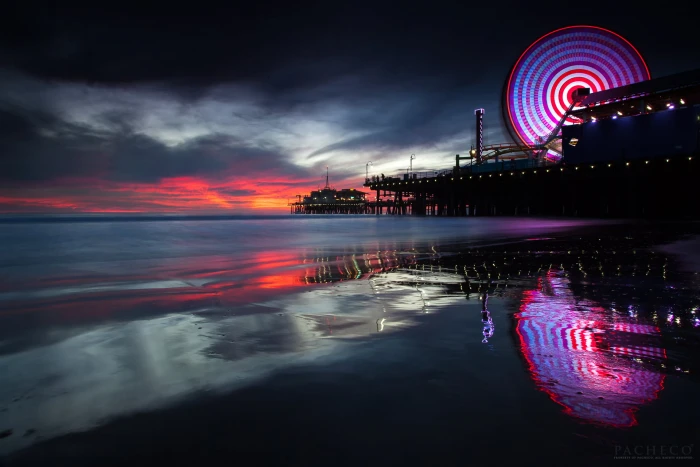 low angle view of carnival at night memory Seeker Santa Monica Pier 2k