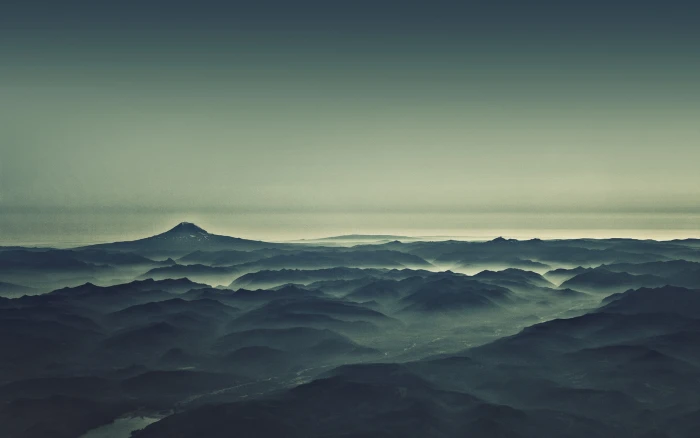 Morning Mist green landscape monotone mountains nature photography 2k