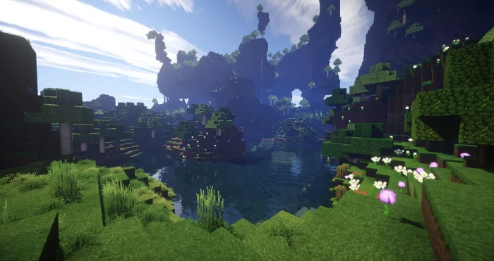 Minecraft screenshot render screen shot lake architecture 2k