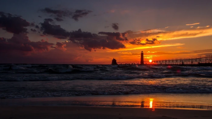 nature landscape sky Sun clouds horizon Michigan USA 2k
