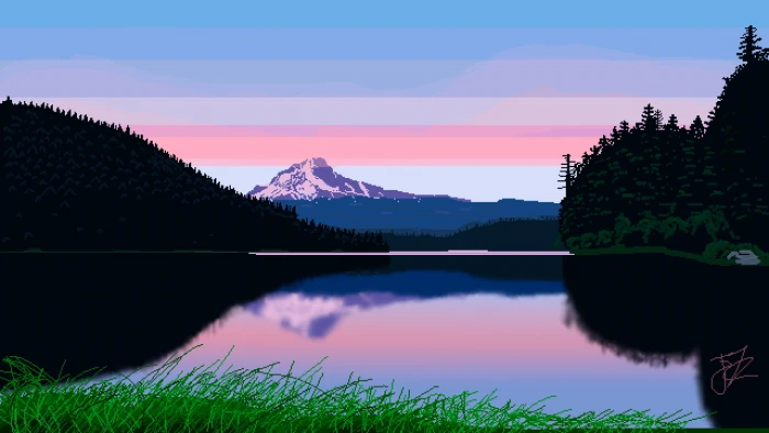 nature landscape pixel art pixelated pixels mountains 2k