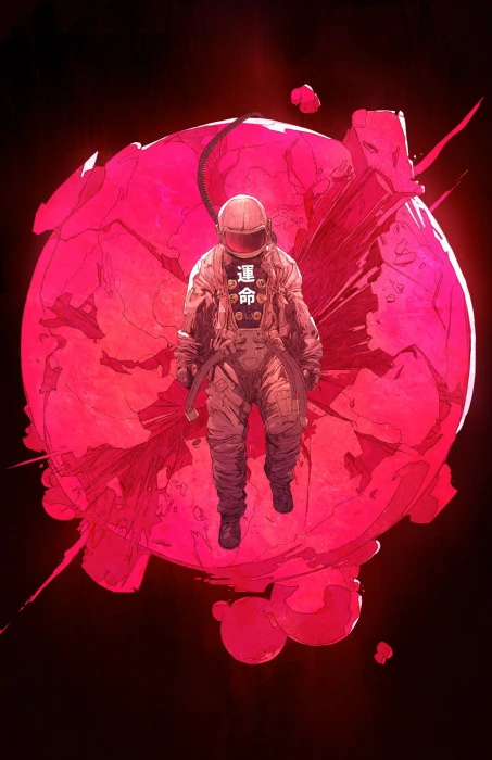 person wearing astronaut suit digital wallpaper Chun Lo drawing