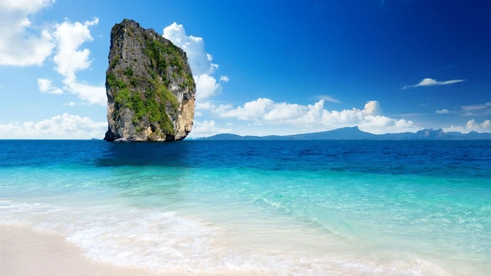 rock formation beach Thailand nature sky sea water beauty in 2k