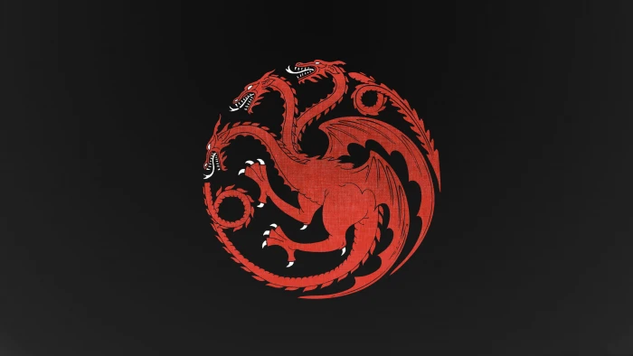 round 3 head dragon logo House Targaryen Game of Thrones black background 2k