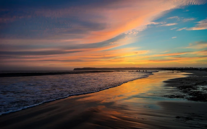 San Diego California USA beach ocean sunset seashore photo 2k