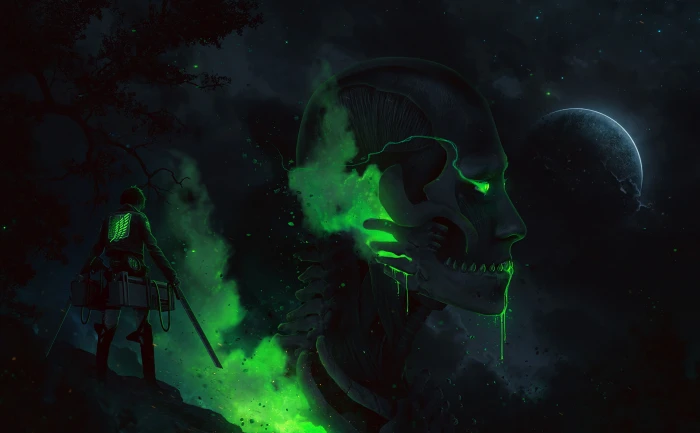Shingeki no Kyojin Eren and Behemoth Titan illustration Anime 2k