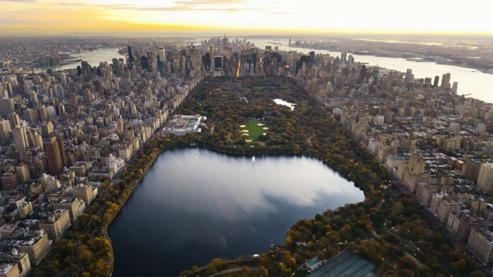 aerial view of buildings New York City Central Park USA cityscape 2k