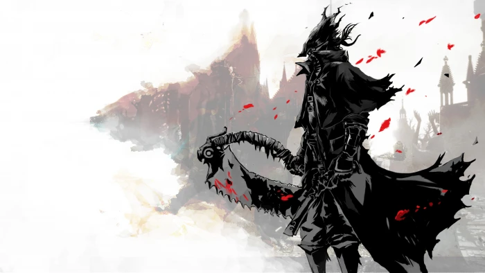 animated character holding scythe illustration blood sword 2k