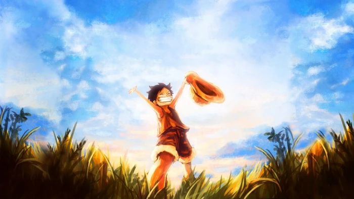 anime boys One Piece Monkey D Luffy clouds sky 2k