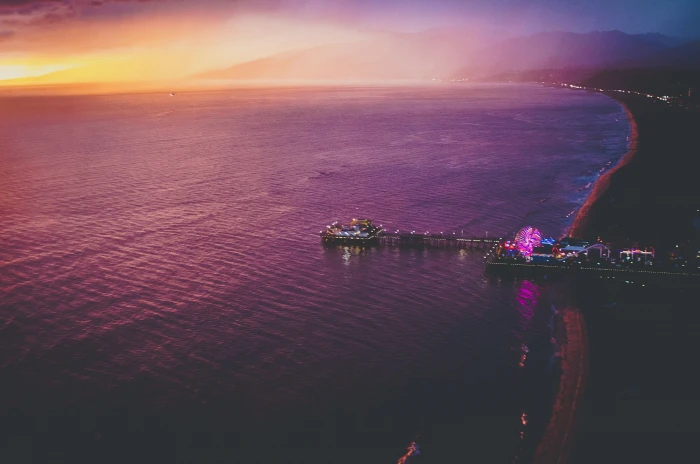 bay wheels santa monica ferris wheel pier sea California 2k