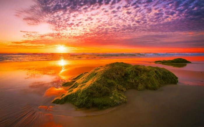 Do You Miss Me beach reflection sunrise clouds rocks and abstract 2k