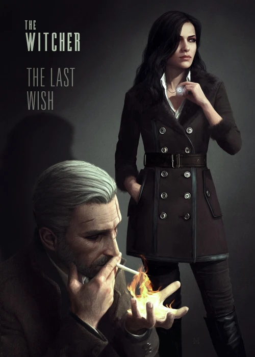 geralt of rivia the witcher 3 wild hunt artwork digital art yennefer vengerberg poster noir trench coat 2k