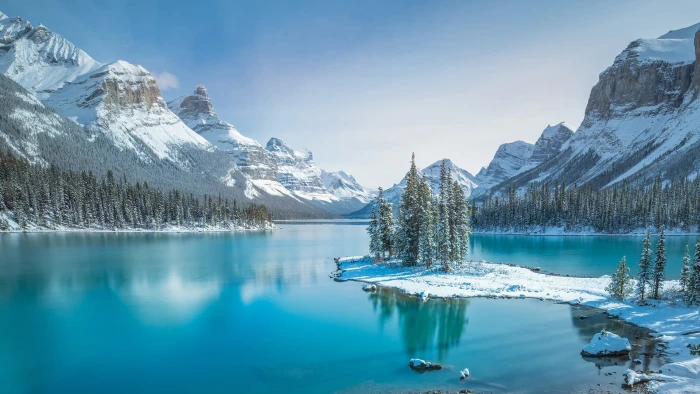 nature landscape mountains river water Jasper National Park 2k