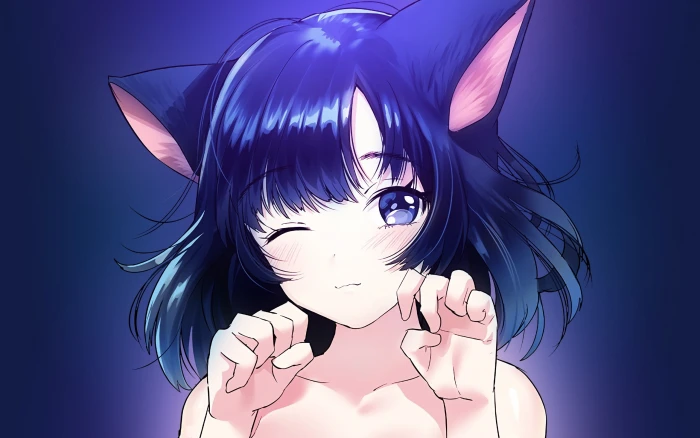 neko loli purple hair anime girls long animal ears 2k