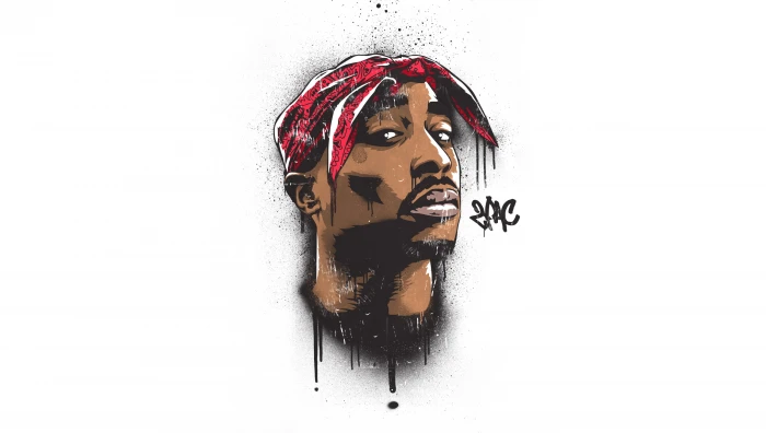 Tupak Shakur portrait painting hip hop Makaveli men 2k