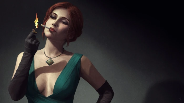triss merigold the witcher 3 wild hunt artwork digital art noir 2k